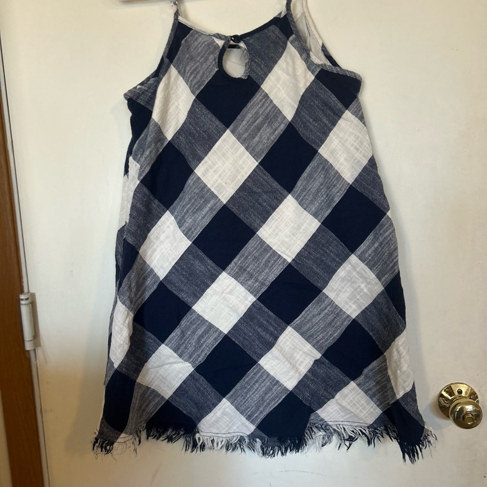 Universal Thread Medium Navy and White Plaid Mini Dress Raw Hem - Picture 2 of 9